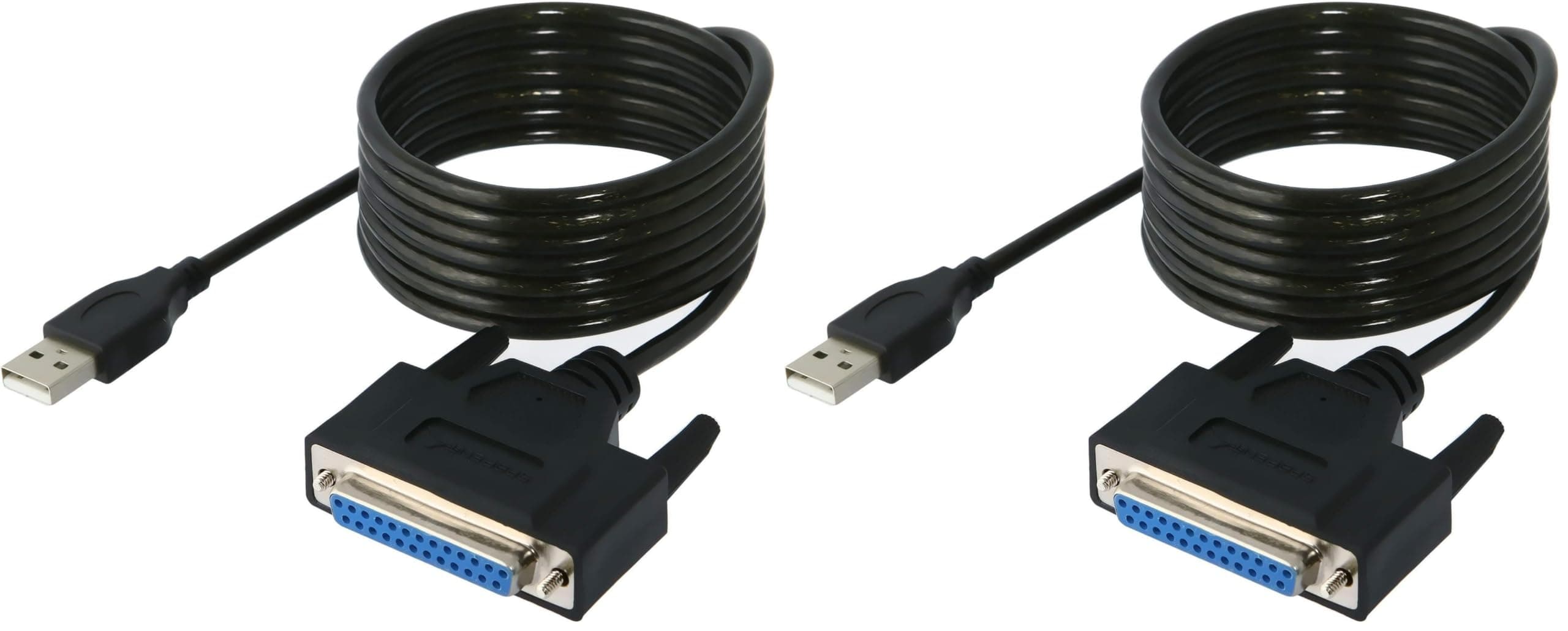 USB 2.0 to DB25 IEEE-1284 Parallel Printer Cable Adapter [THUMBSCREWS Connectors] (CB-DB25) (Pack of 2)