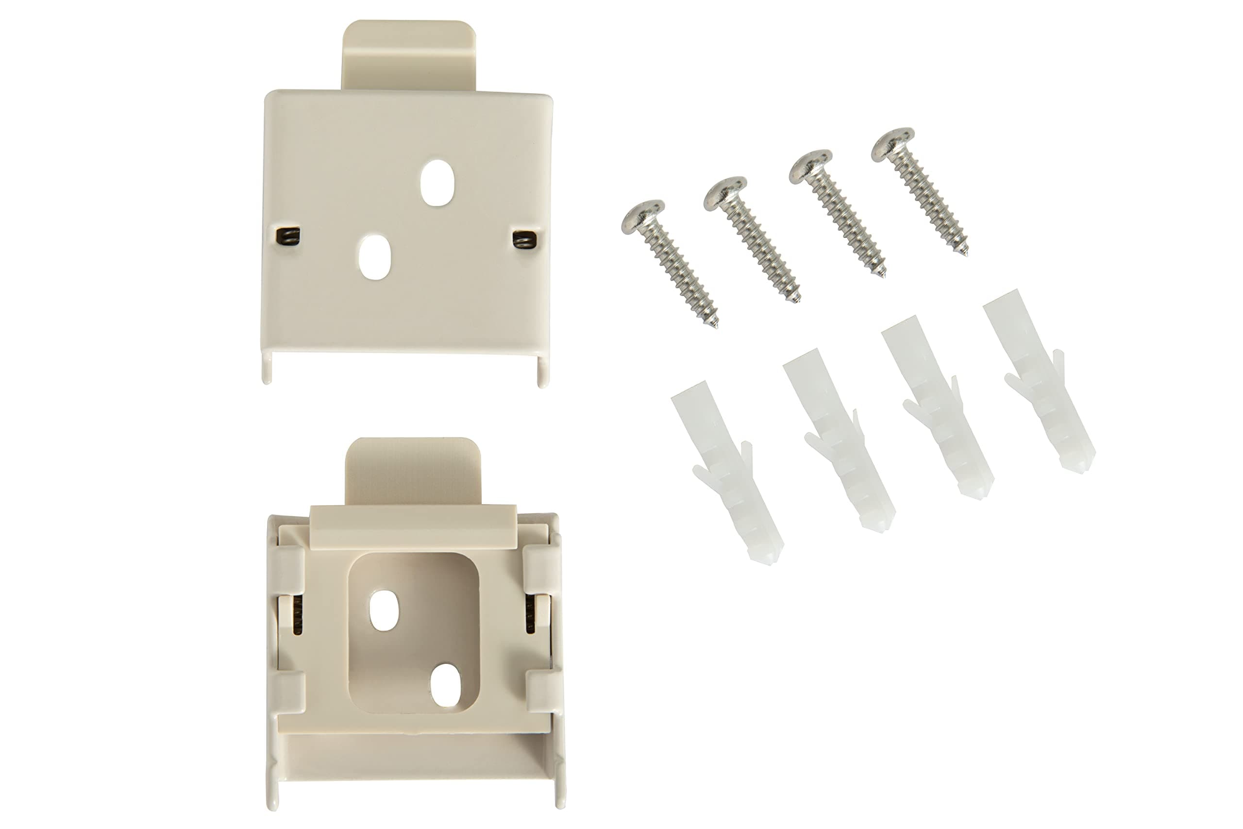Universal Replacement mounting Brackets for Roller Blinds (Top Rail Spring Buckle，Beige)