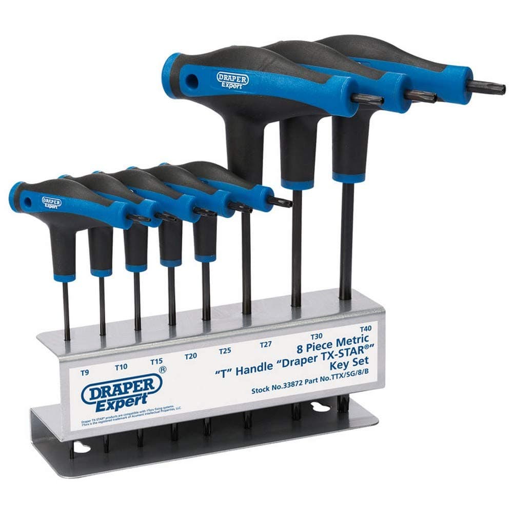 Draper 33872 Expert Tx-Star T Handle Key Set with Soft Grip, 8 Pieces