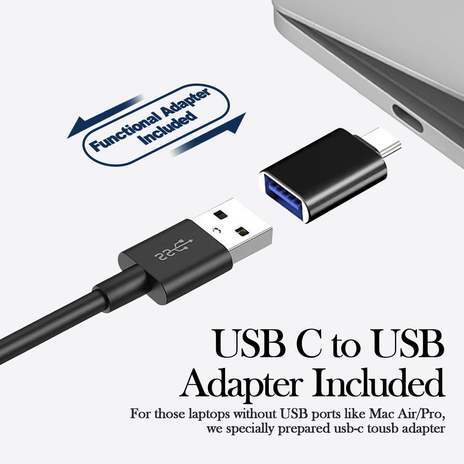 USB Computer Speaker for Laptop, External Speakers for Desktop Computer with Crystal Clear Sound, Rich Bass and Volume Buttons, Plug-N-Play (Black)