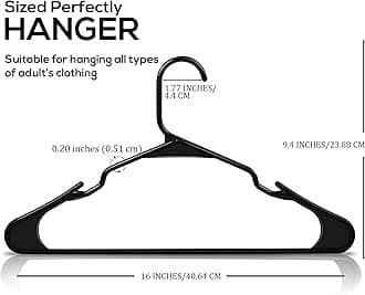 Utopia Home Black Plastic Standard Hangers for Clothes 50-Pack Heavy Duty and Space Saving Notched Hangers