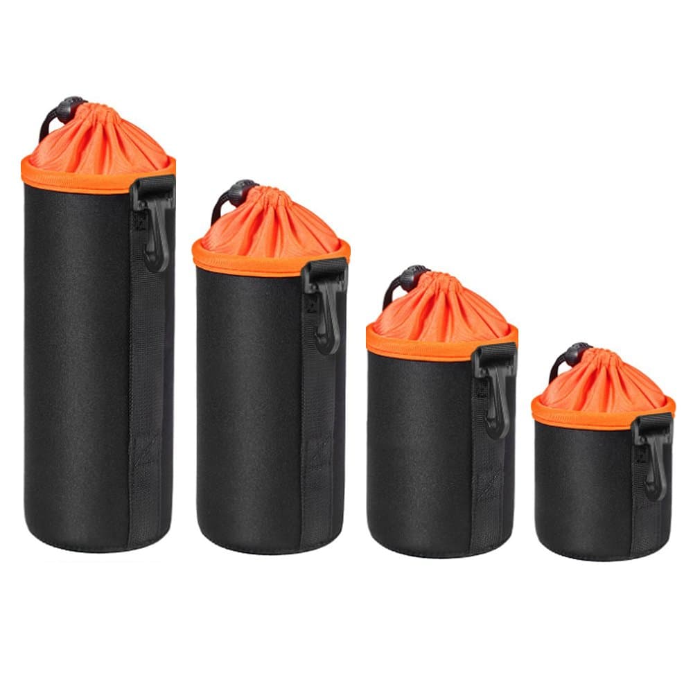 4 Pack Lens Pouch Lens Case Thick Waterproof Protective Neoprene Lens Pouch Set for Sony Nikon Camera Lens