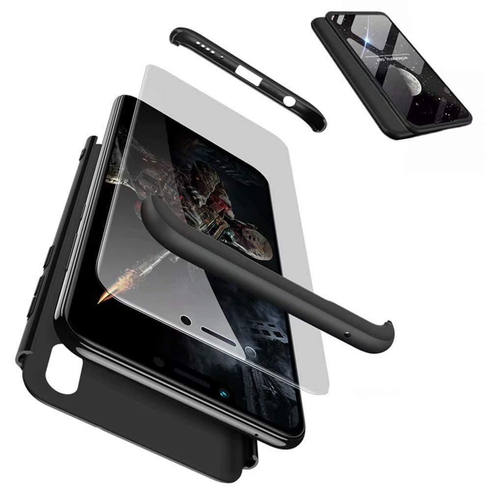 JJWYD replacement for Case Huawei Honor PLAY Case Ultra-Thin Case with [Screen Protector] Simple Stylish Fully Protective Cover - black