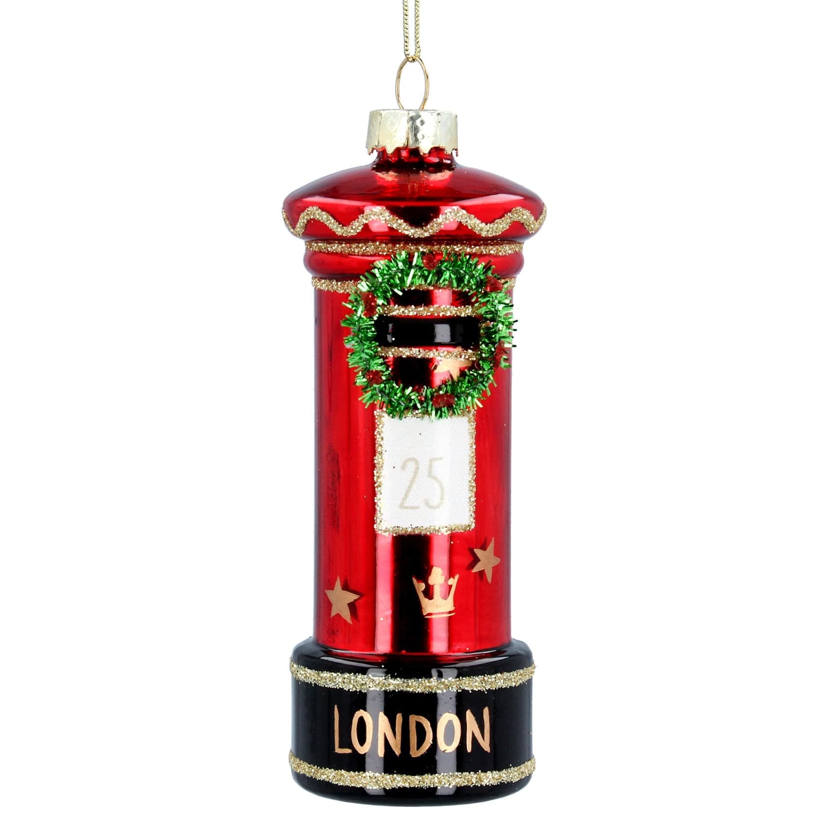 London Glass Post Box Hanging Decoration