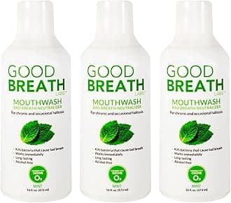 Goodbreath Mouthwash - Mint Mouth Rinse for Chronic Halitosis - New Ozone Technology Oral Rinse - Halitosis Treatment & Bad Breath Neutralizer - Mouthwash for Gum Diseases - Alcohol-Free | 3 Pack