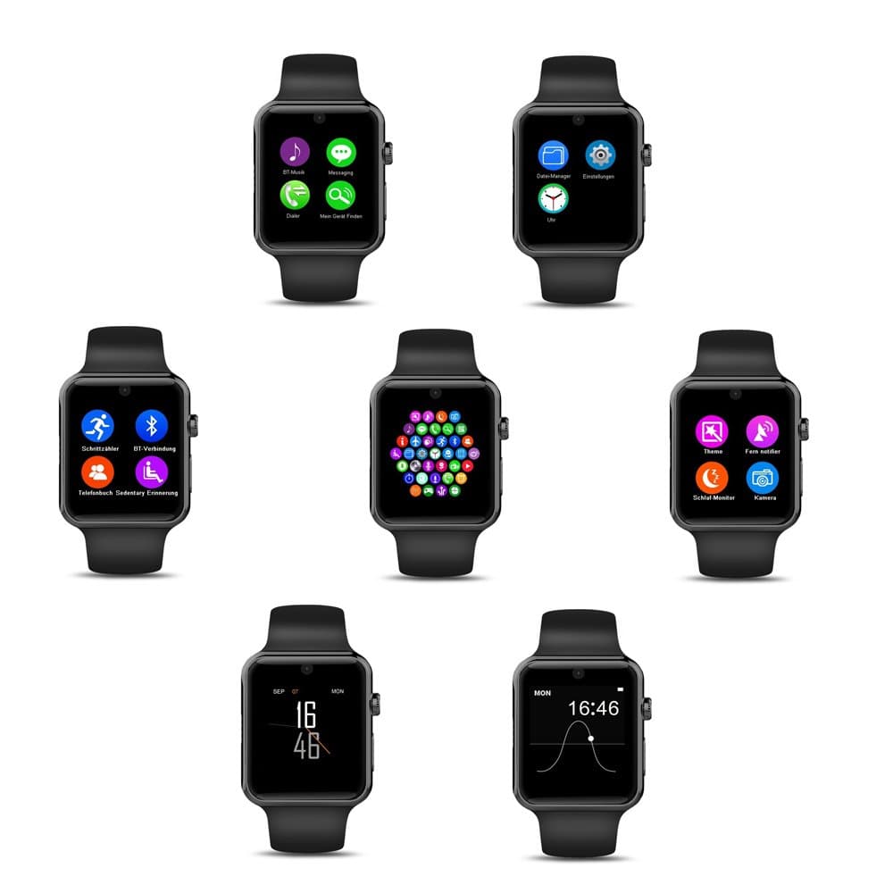 BS19 Newest SmartWatch with Bluetooth 4.0 Support Sim Watch Phone for Samsung Galaxy S4/S5/S6/S7/Note3/Note4/Note5/Note6 HTC Sony LG Xiaomi Huawei ZUK and iPhone 5/5C/5S/6/6S/7/7S Black