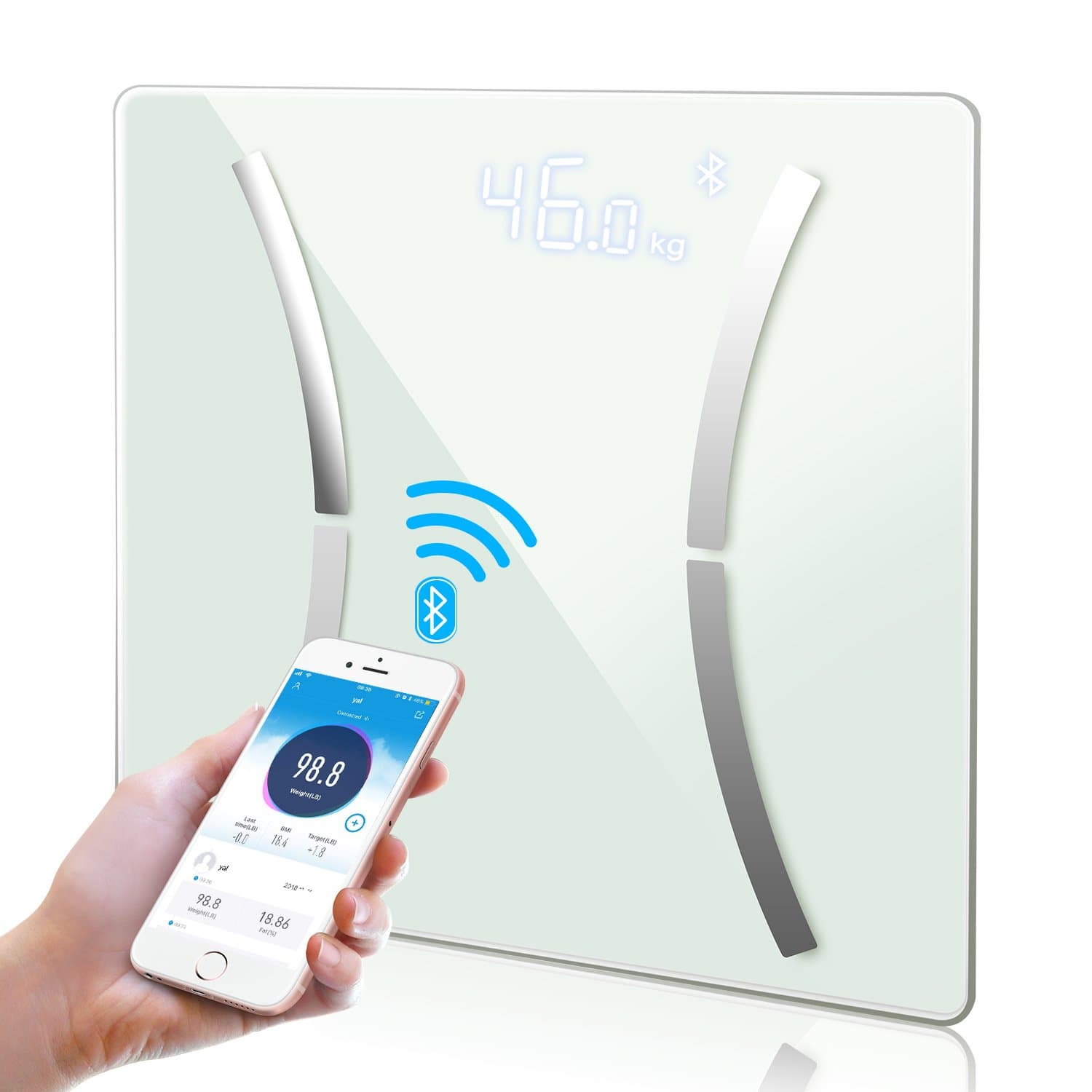 Bluetooth Body Fat Scale,Vobot Smart Wireless Body Weight Scale Digital Bathroom Weighing Scales with IOS & Android APP,High Precision 12 Body Composition Monitors Health Analysis for Fat,BMI,Obesity Degree,Muscle,V-fat,Weight Without Fat,Protein,Bone,Calorie,Water,Fitness Health Monitor with Capacity of 5-180kg/11-396lbs,Battery Powered,White