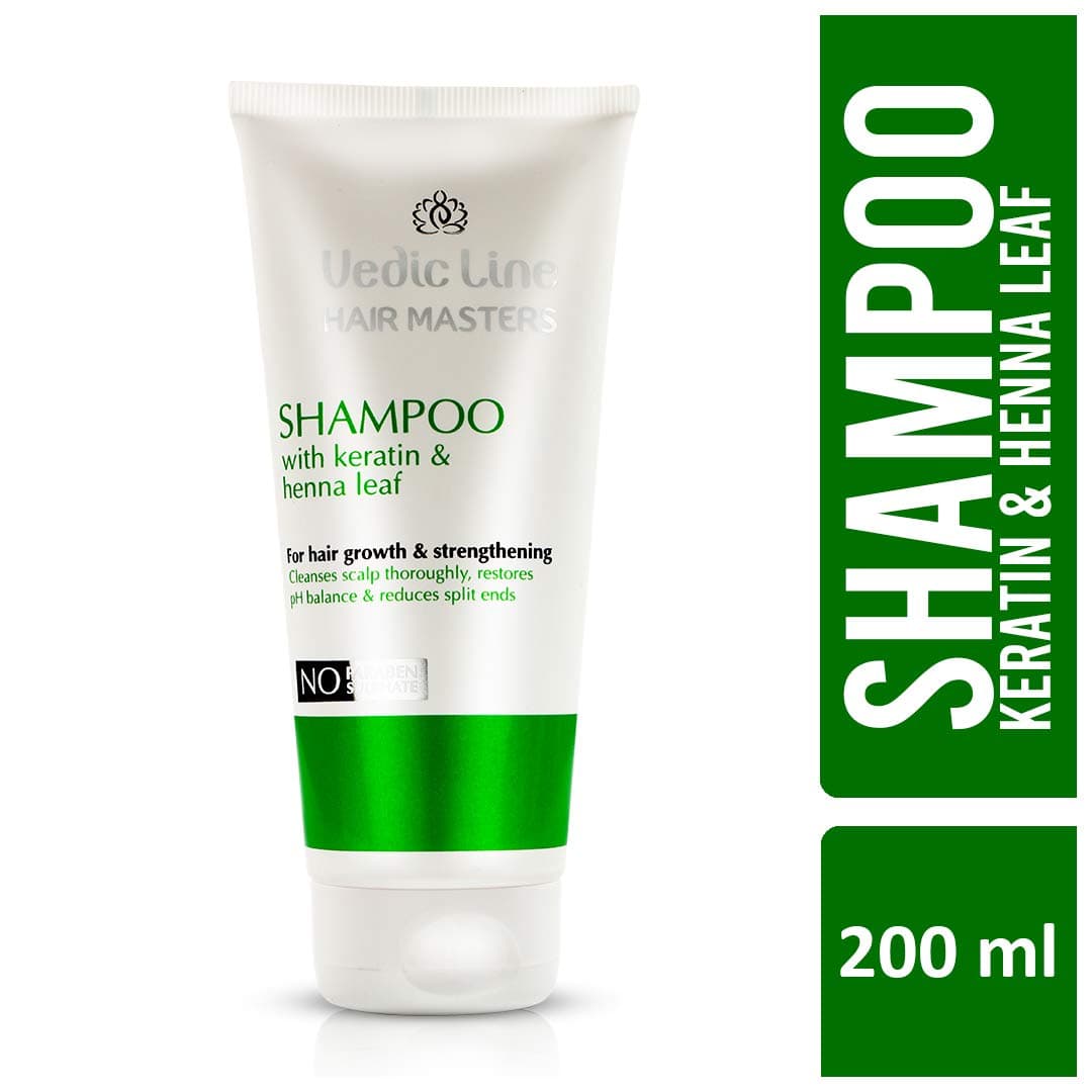 Vedicline Shampoo with Keratin and Henna Leaf, Reduce Split Ends Dull & Frizzy Hair for Shiny and Smooth Hair, 200ml
