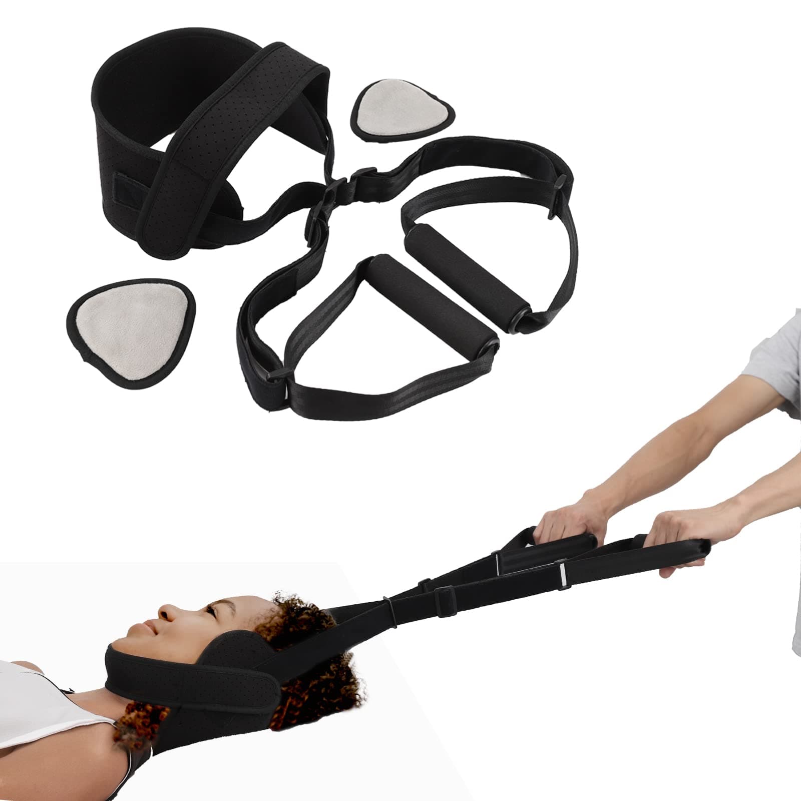 A-Belt Spine Chiropractic Decompression Traction Tool with Chin Strap, The Neck Cervical Traction Device for Neck Pain Relief and Relaxation, Neck Stretcher Exerciser for Home/Office