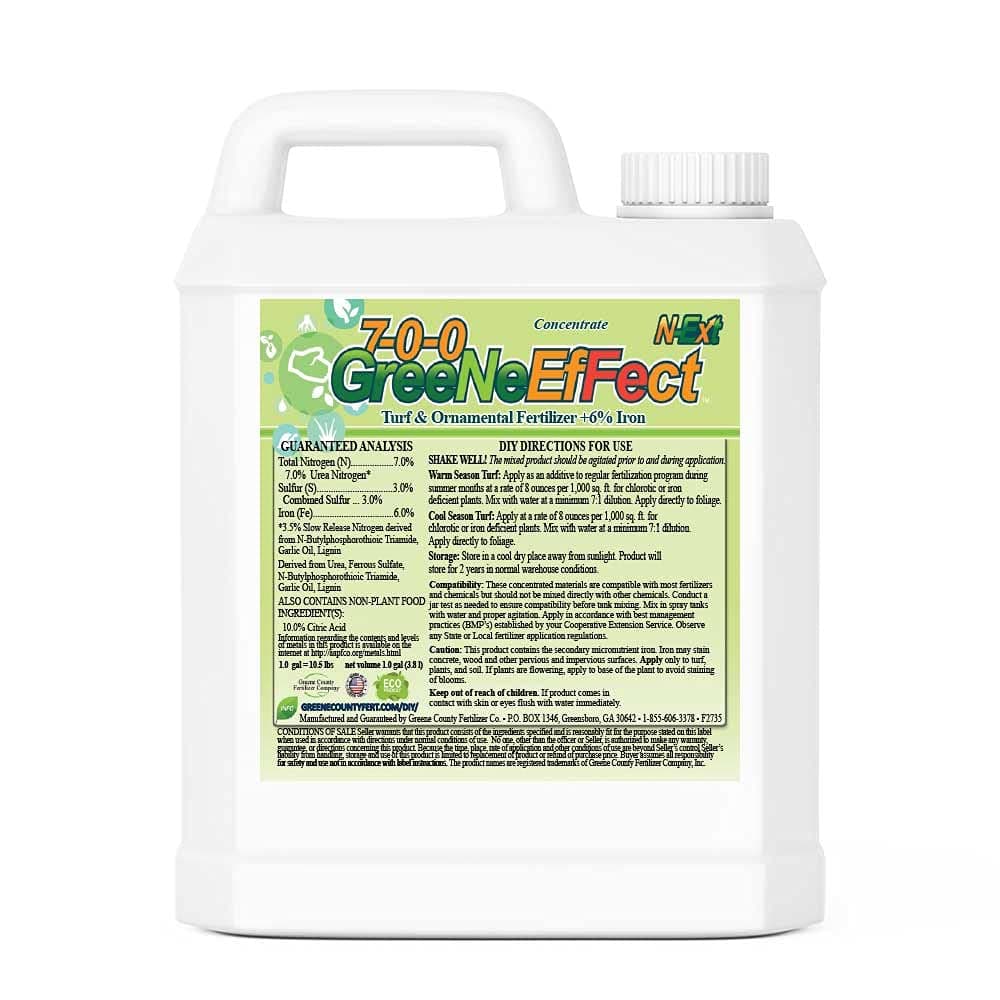 Nitrogen Fertilizer + High Iron (6%) 7-0-0 Greene Effect by Greene County Fertilizer Deep Blue Green Color Lawn