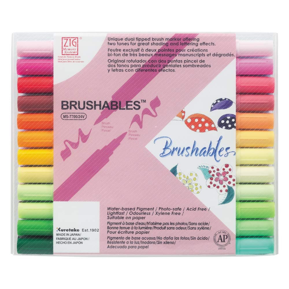 KuretakeZig MS770024V Memory System Two-Toned Brushables Colour Set - Set of 24, Felt Tip