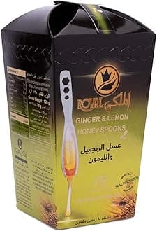 AL MALAKY ROYAL Ginger lemon Honey Spoons, Boosts Metabolism, Free from any Preservatives, 100% Pure & Natural Honey - 10 Pieces (Sider With Ginger & Limon)