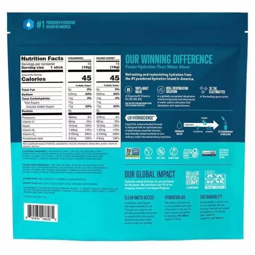 Liquid I.V. Hydration Multiplier, 30 Individual Serving Stick Packs in