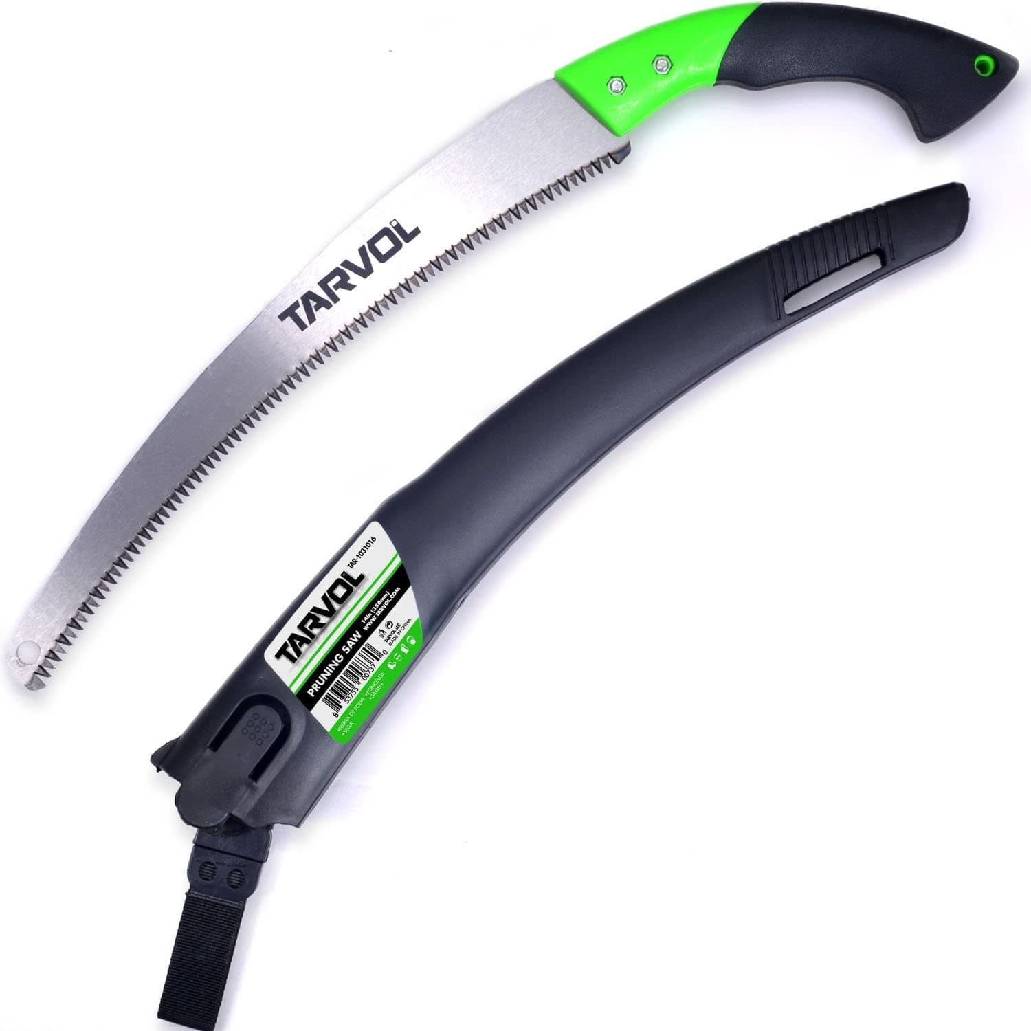 Heavy Duty Pruning Saw (Razor Sharp 14" Curved Blade) Comfort Handle with Saw Blade Enclosure - Japanese Style Hand Saw - Perfect for Trimming Trees, Plants, Shrubs, Wood, and More!