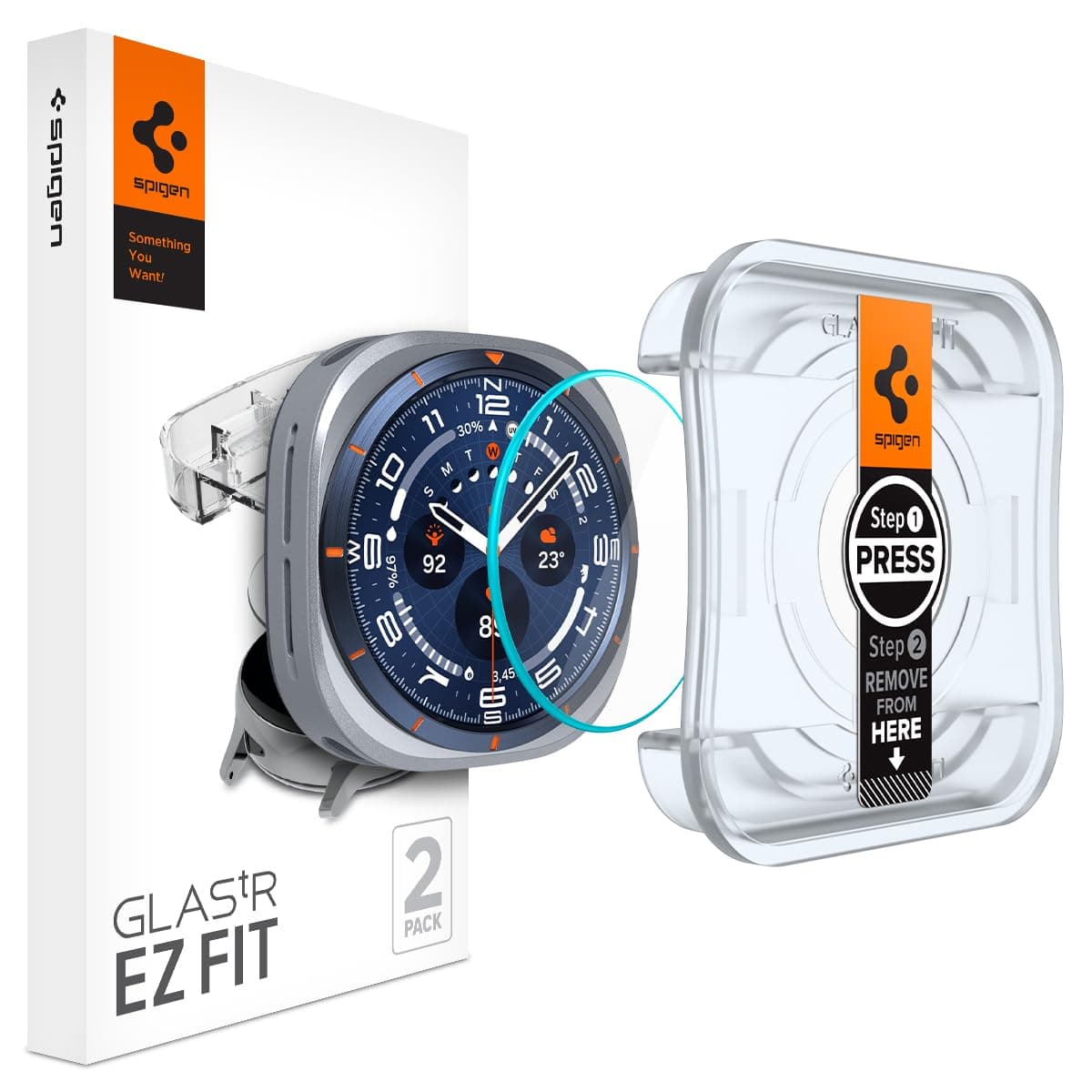 Spigen Tempered Glass Screen Protector [GlasTR EZ FIT] designed for Galaxy Watch Ultra (2025-2024) - 2 Pack