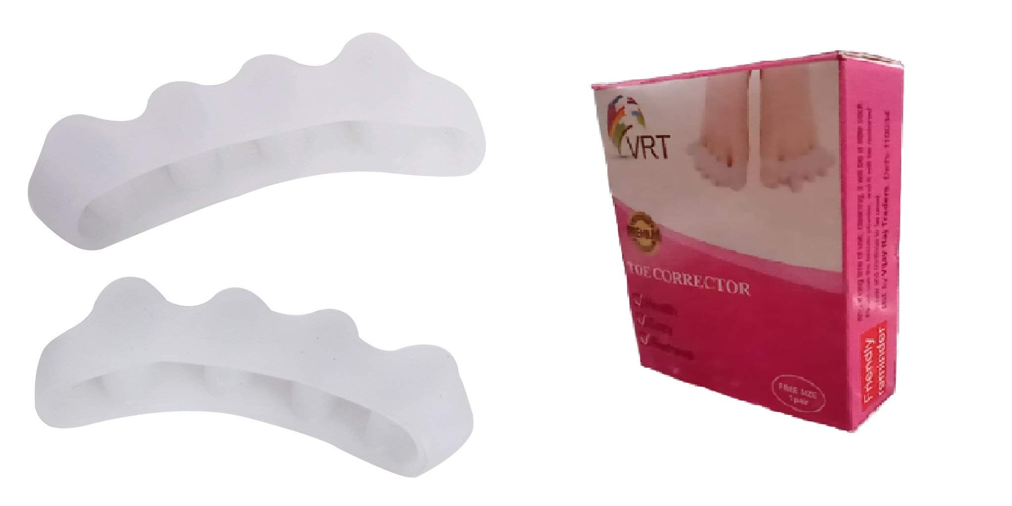 Silicone Gel Toe Separators, 5 Holes High Elastic Toe Straightener Hammer Hallux Valgus Corrector Pain Relief Toe Straightener Achilles Stretcher, Toe Separator Foot Care, Toe Spacers Bunion (White)