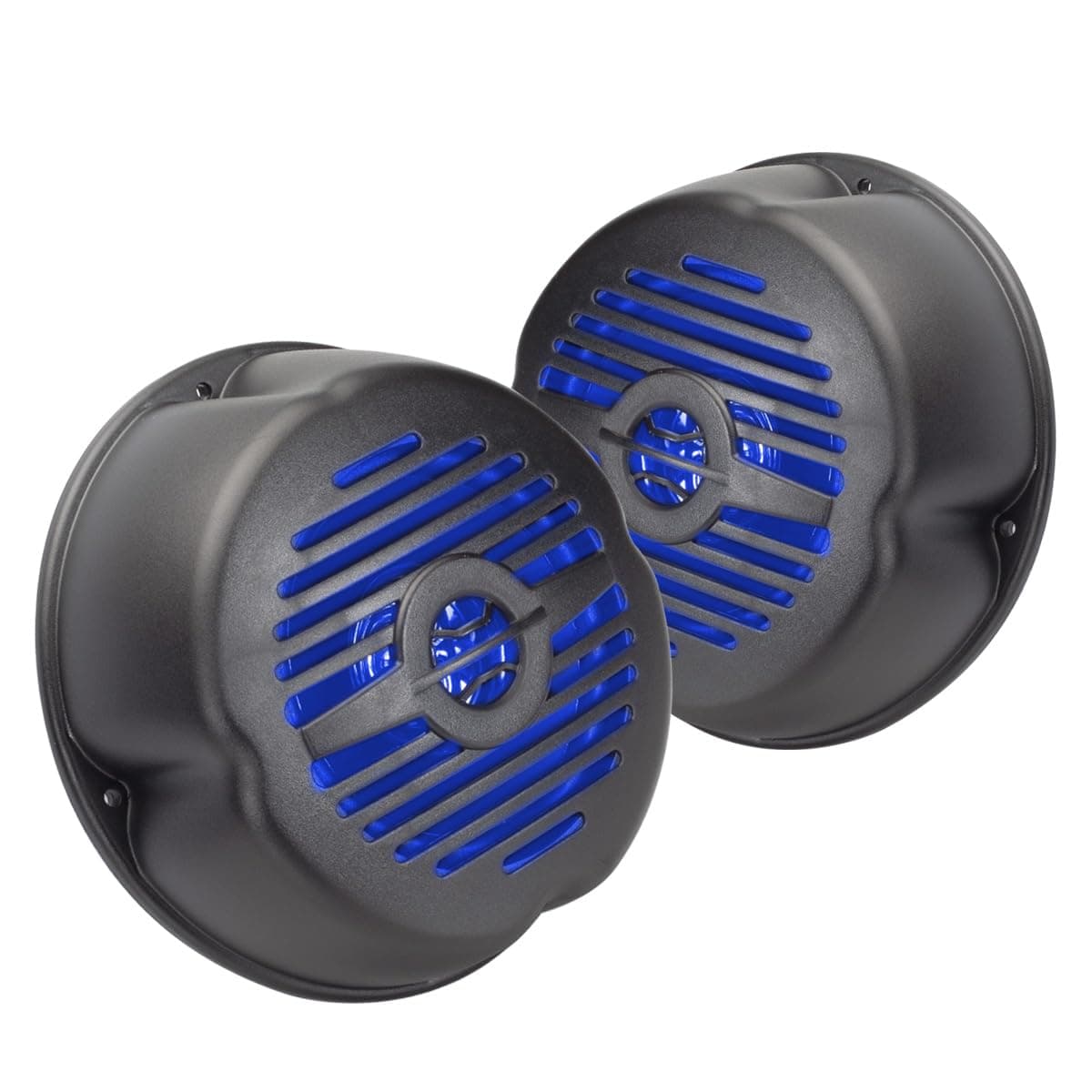 5” Water Resistant Surface Mount Speakers with Blue LED Lights for Marine, RVs, & Hot Tubs – Pair