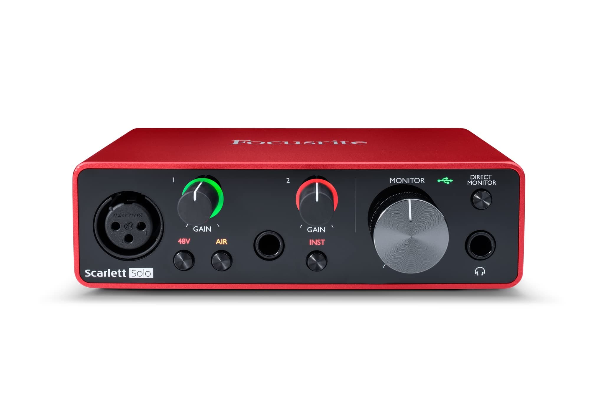 FocUSrite Scarlett Solo 3Rd Gen USb Audio Interface, For The Guitarist, Vocalist, Podcaster Or Producer, Stu-Dio Quality Sound And All The Software Needed For Recording And Songwriting, Red