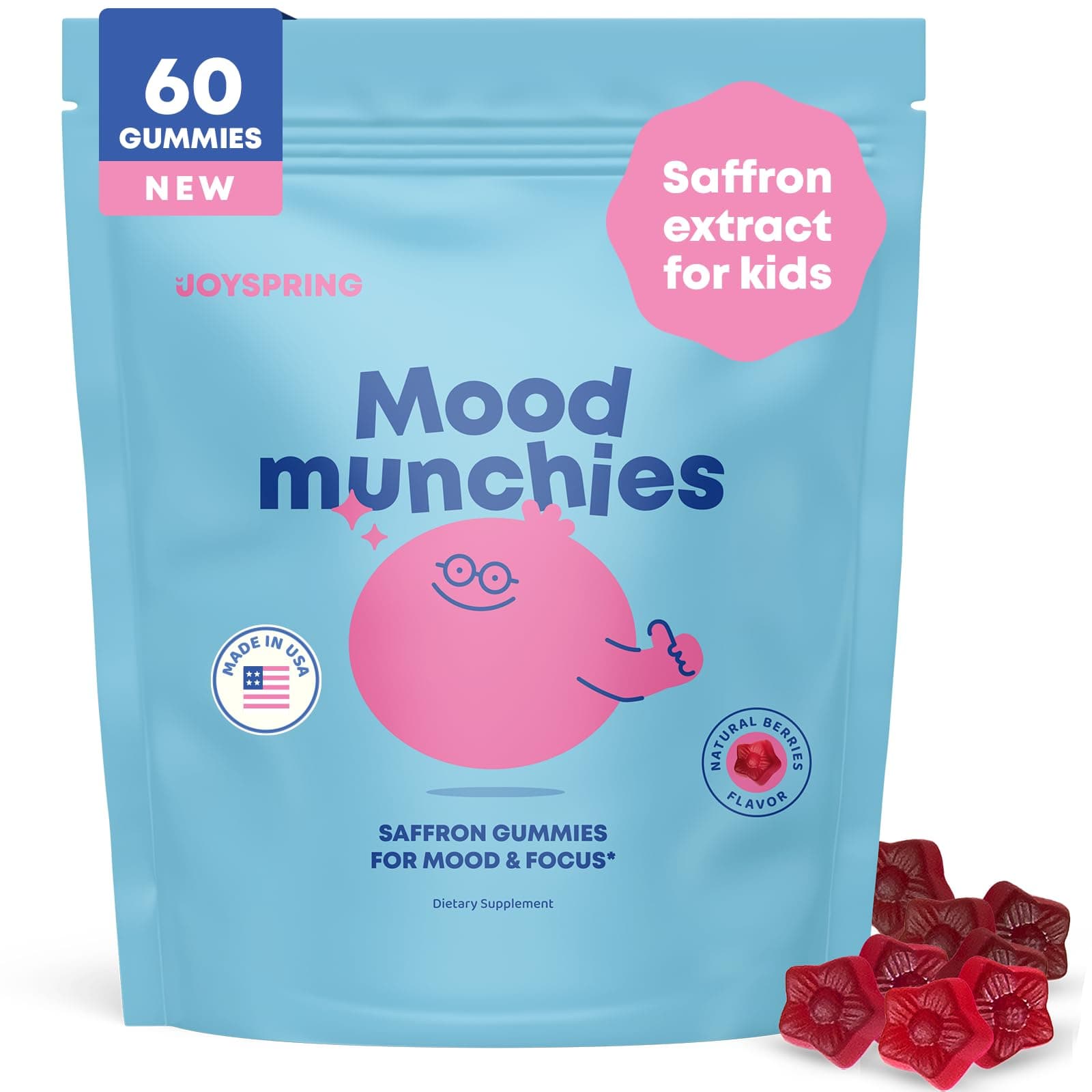 Saffron Gummies for Kids | Saffron Extract with GABA Supplements Provides Mood Support and Calms Temper Tantrums | Sugar-Free Gummies