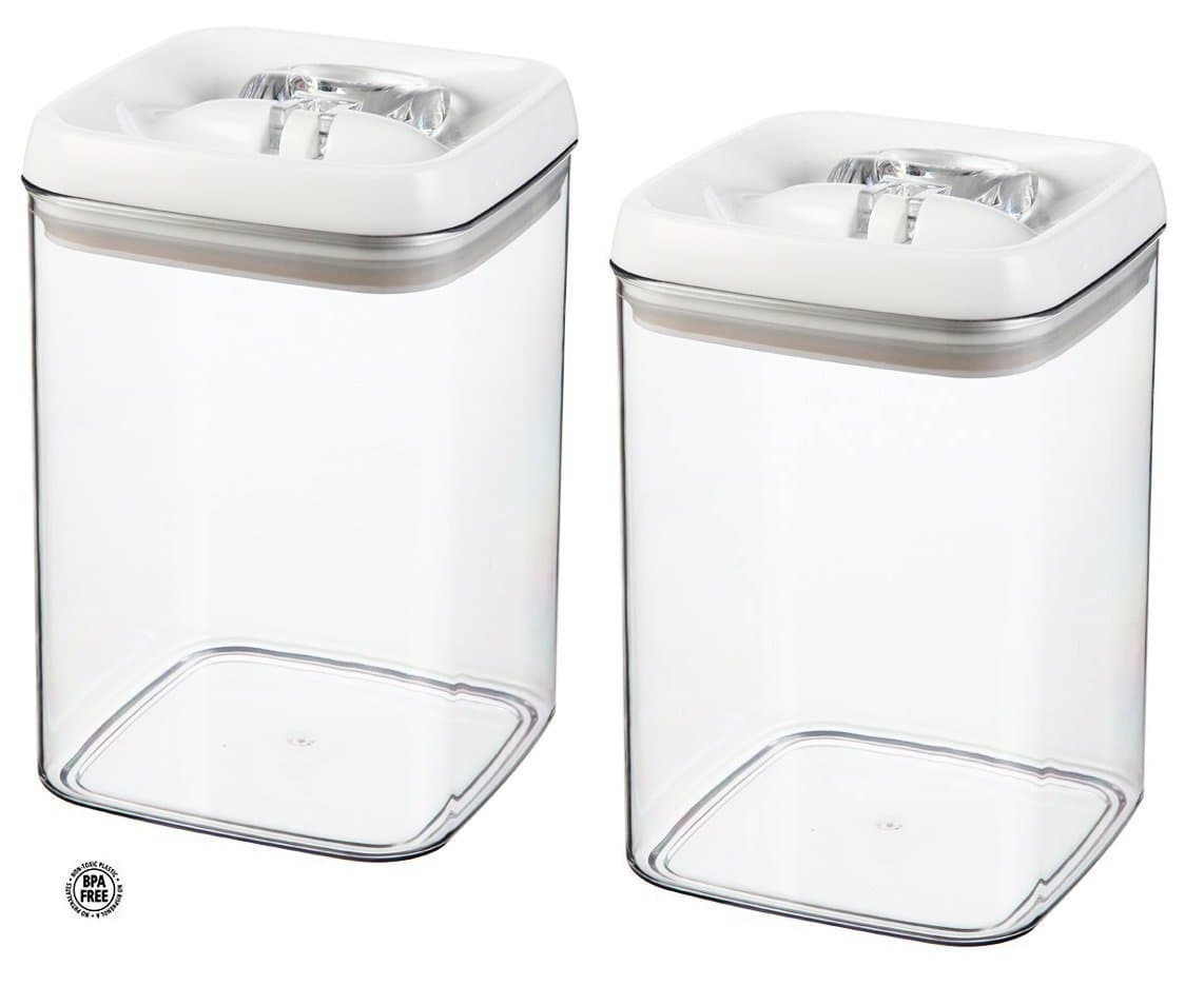 (2 Pack) Felli Flip Tite Acrylic Food Storage Rectangular Canister, 115 oz.,Clear