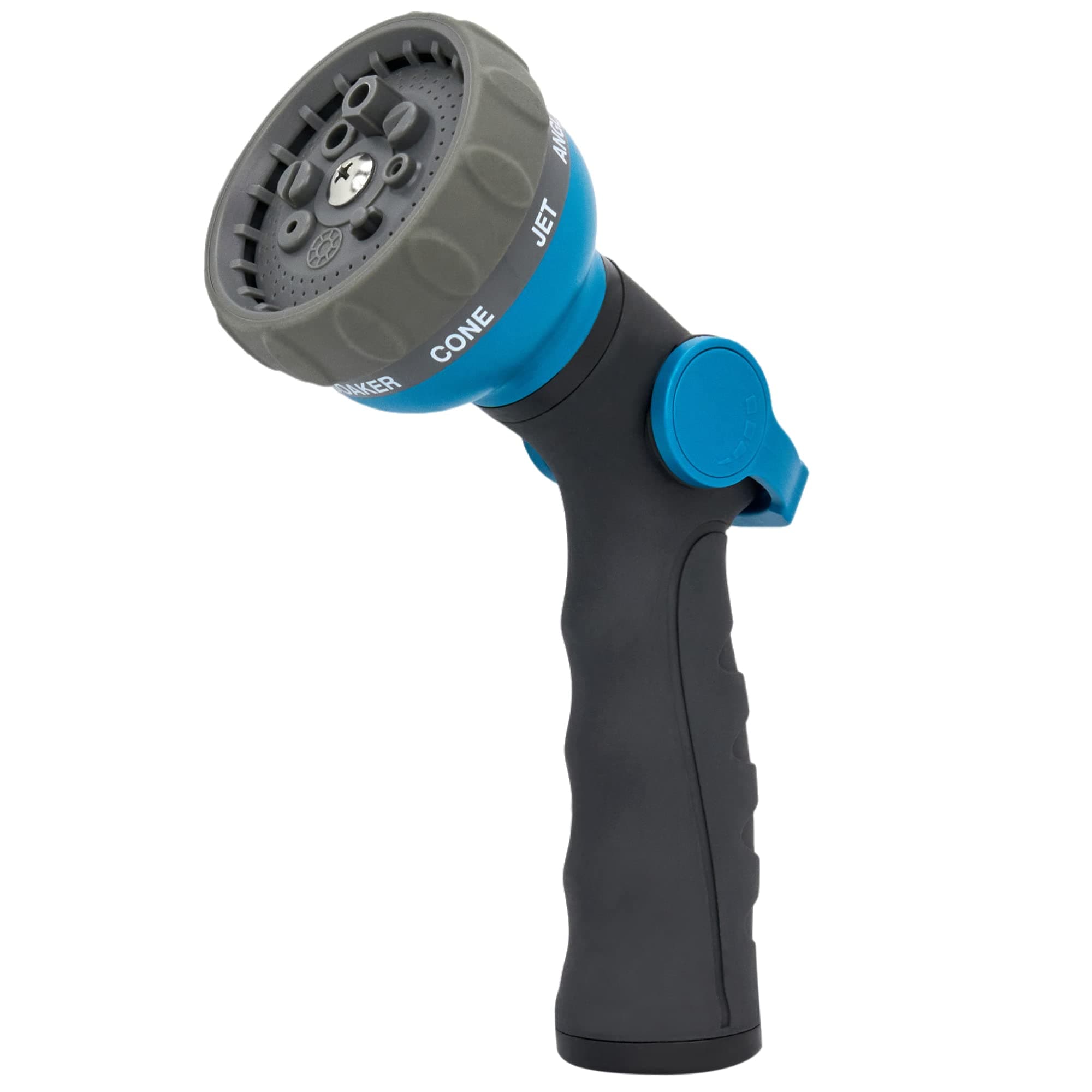 Garden Hose Spray Nozzle, Water Sprayer with 8 Adjustable Patterns, Impact Resistant and Non-Slip for Watering Plants, Car Washing, Pets Bathing and Cleaning(Blue)