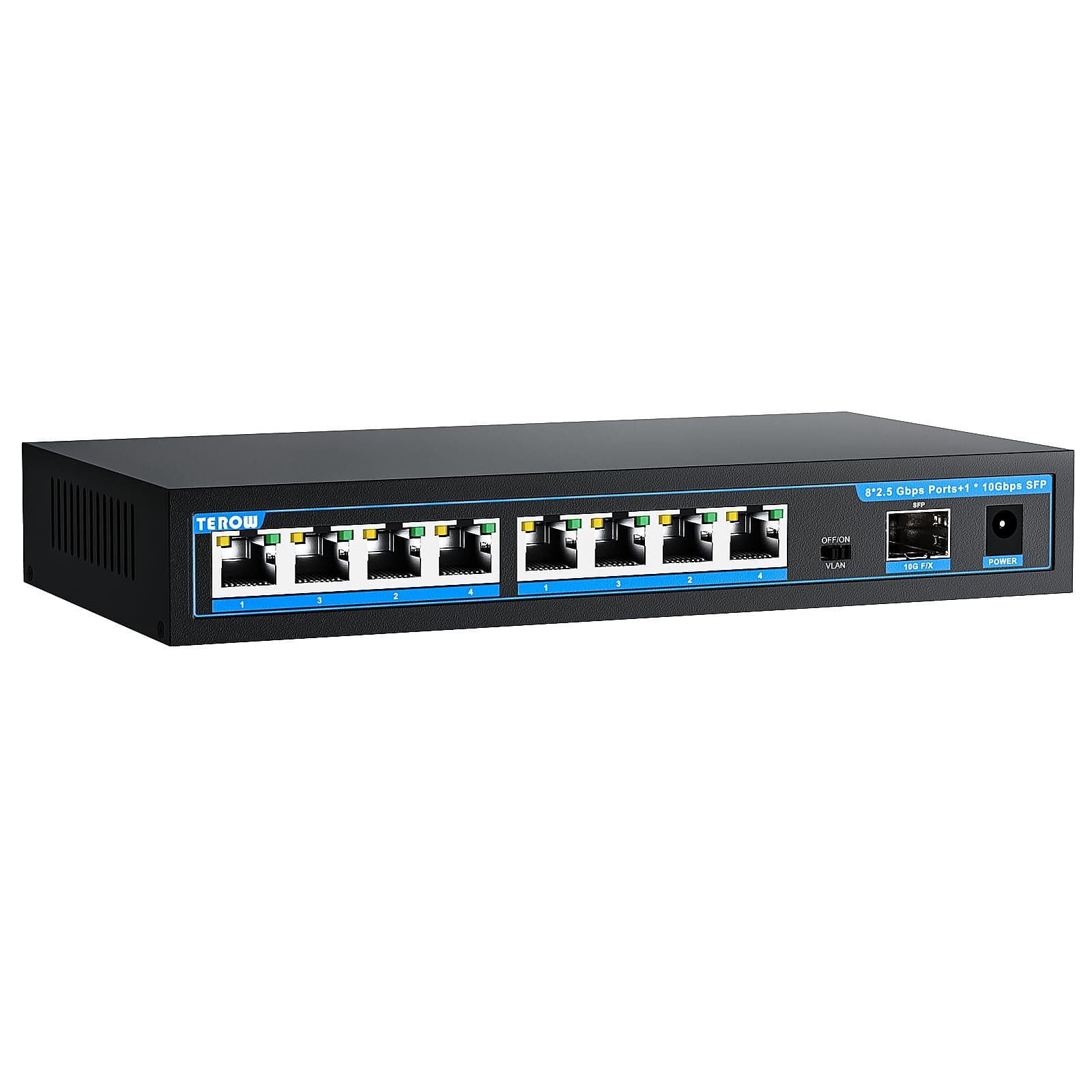 9-Port 2.5G Ethernet Switch Unmanaged, 8 x 2.5G Base-T & 1 x 10G SFP Multispeed Network Switch Supports Gigabit & 10Gb Suitable for Desktop/Wall Mount, AP, NAS, PC