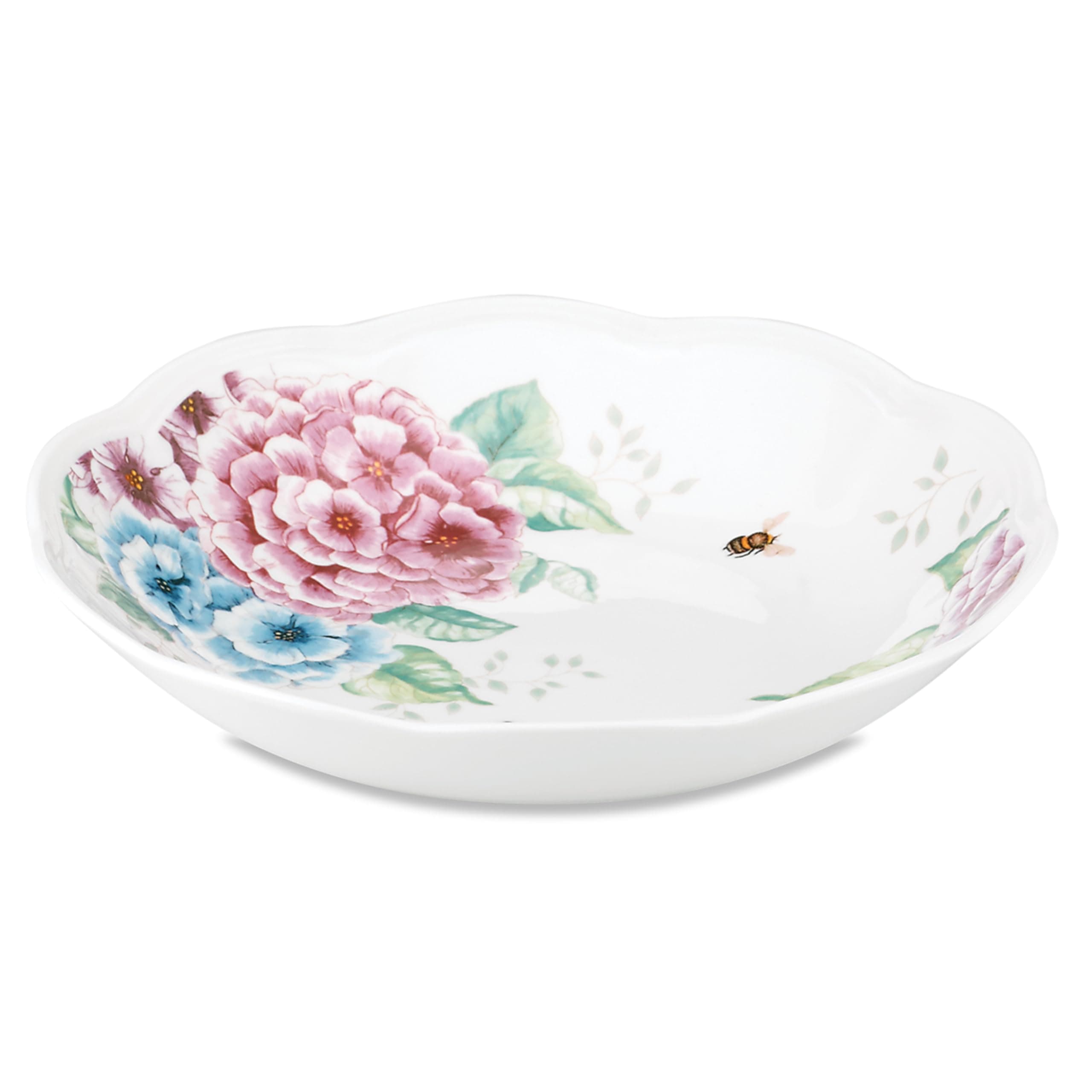 Butterfly Meadow Hydrangea Individual Pasta Bowl, White