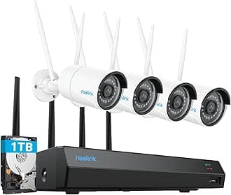 5MP Security Camera System, 5/2.4GHz Dual-Band Wi-Fi, 16CH NVR with 1TB HDD, Expandable to 8TB, Full Metal Material Plug-in Cameras, Smart Detection, 24/7 Recording, RLK12-500WB4