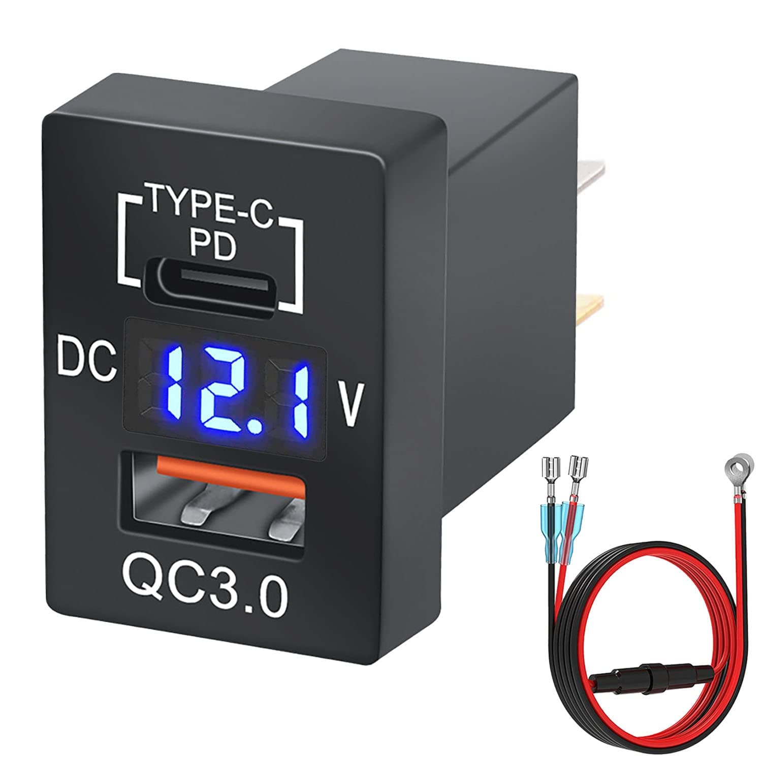 Cllena Quick Charge 3.0 & PD USB C Dual USB Port Charger Socket Power Adapter for Toyota