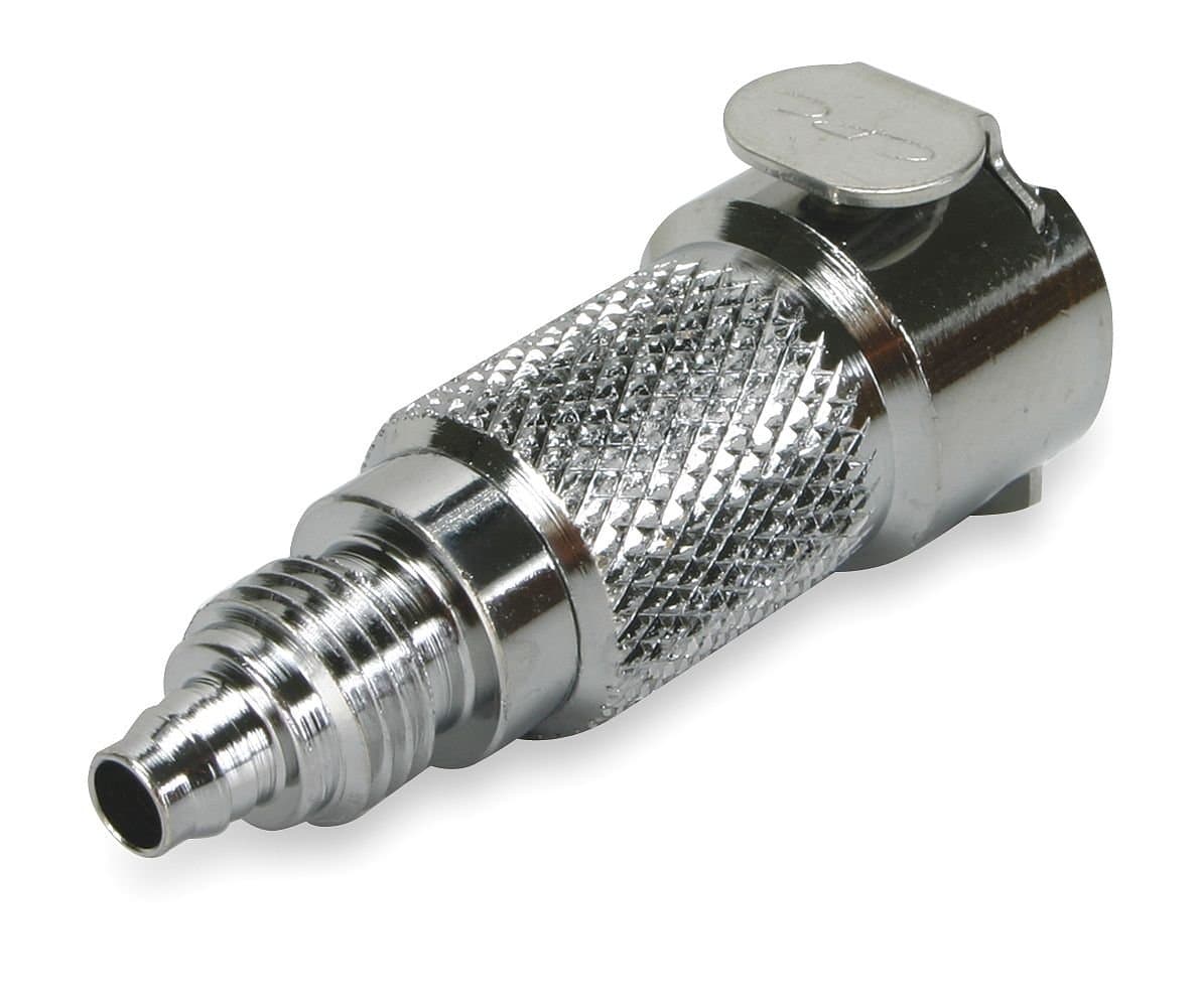 1/4" Poly Tube Compression Fitting Valved In Line Body (female connector) - Chrome Plated Brass LC Series 1/4" Flow, Quick Disconnect Coupling, Colder Products Company