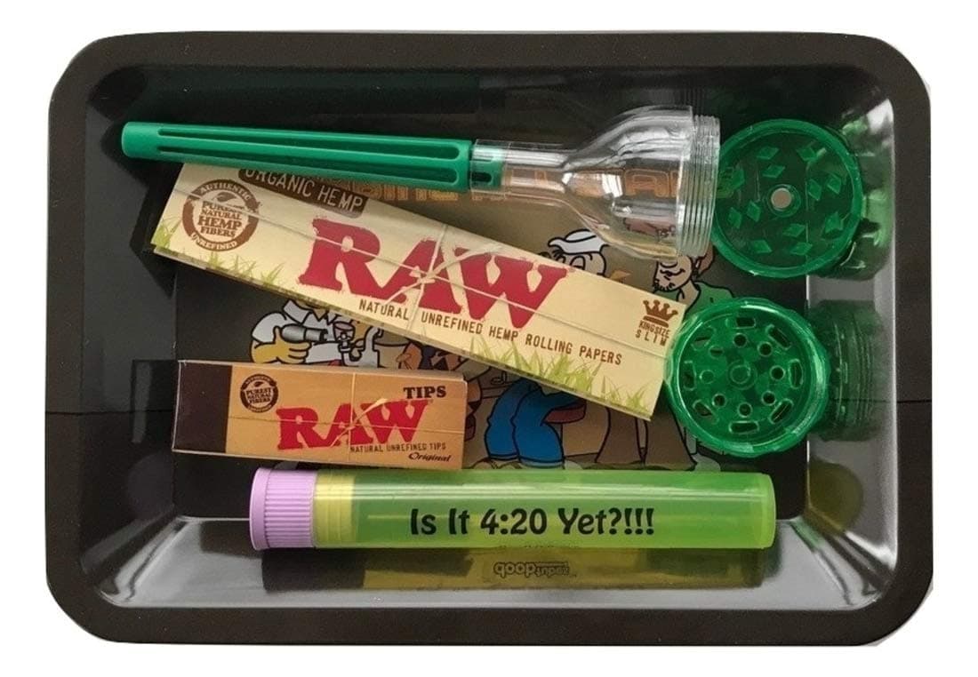 RAW Cone Roller Grinder Kit RAW Organic King Size Papers RAW Tips Doob Tube