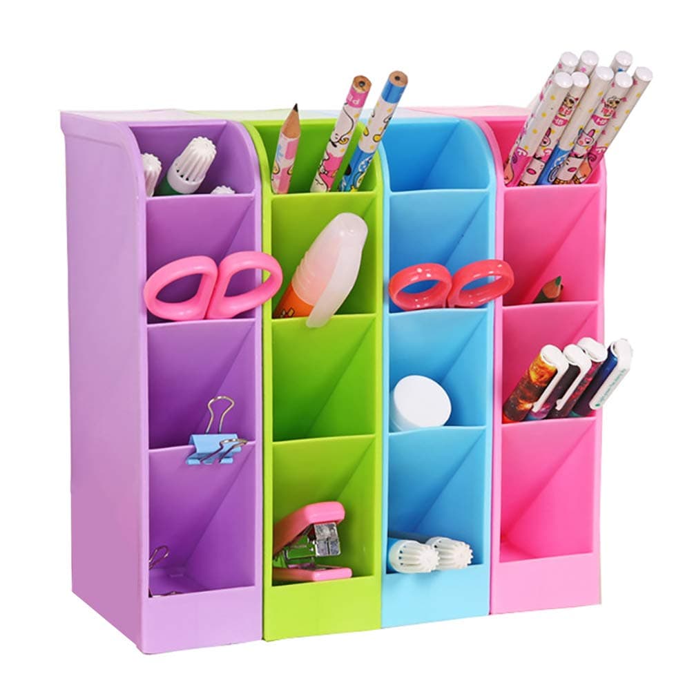 Pen Pot Holder, Storage Box with 4 Compartments Organiser for Desktop Kitchen Bedroom Office 4 PCS