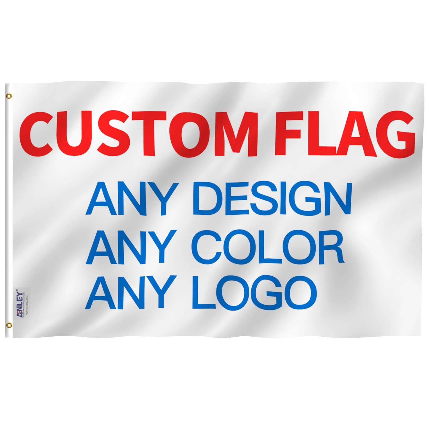 ANLEY Double Sided Custom Flag 2x3 Ft For Outdoors - Print Your Own Logo/Design/Words - Vivid Color, Canvas Header and Double Stitched - Customized Two Side Flags Banners with Brass Grommets 2 X 3 Ft