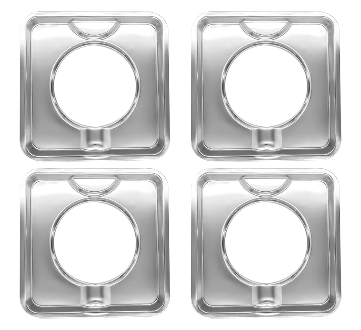 SGP-400 4 Pack Replacement Ultimate Chrome Drip Pan Square 7.75" x 7.75" Gas Range Drip Pan Replaces 786333 PS11744751 WP786333 AP6011553 Professional Grade Heavy-Duty Heat Reflection