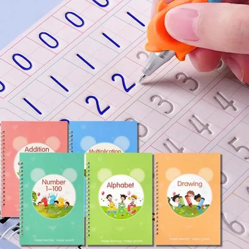 AALGO 5 Pc Magic Practice Copybook,Reusable Writing Practice Book,Tracing Books for Preschool Kids Age 3-8 Calligraphy