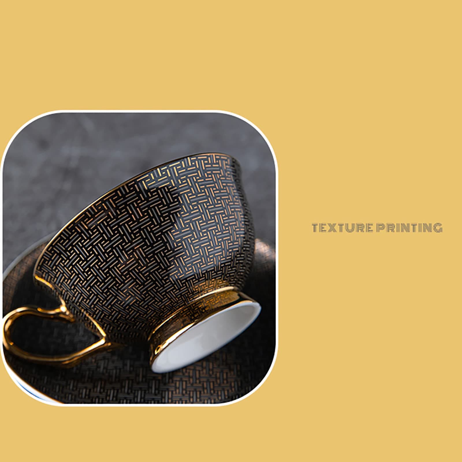 Coffee Cups, Cup, 12 People -220ml, Ceramic Tea Cup with Handle, Afternoon Tea Coffee,Stoneware Cups,– Birthday Gift,for Work, Leisure(36 Pieces Plates Cup Spoons) QT67