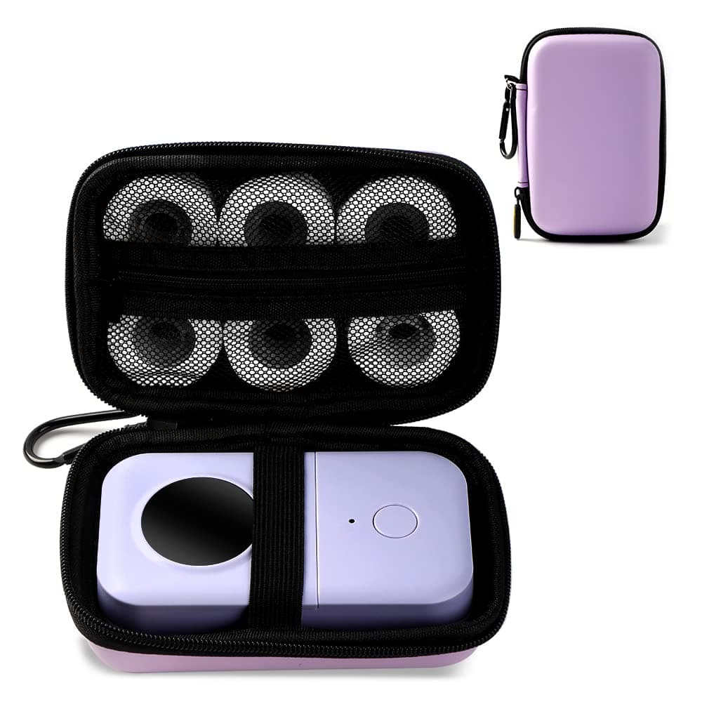 Phomemo D30 D35 Label Maker Machine Case Compatible with NiiMbot D11 D110 SUPVAN E10 Label Printer, Hard Carrying Container Storage Holder Organizer for Tape Roll, Charging Cable (Box Only)