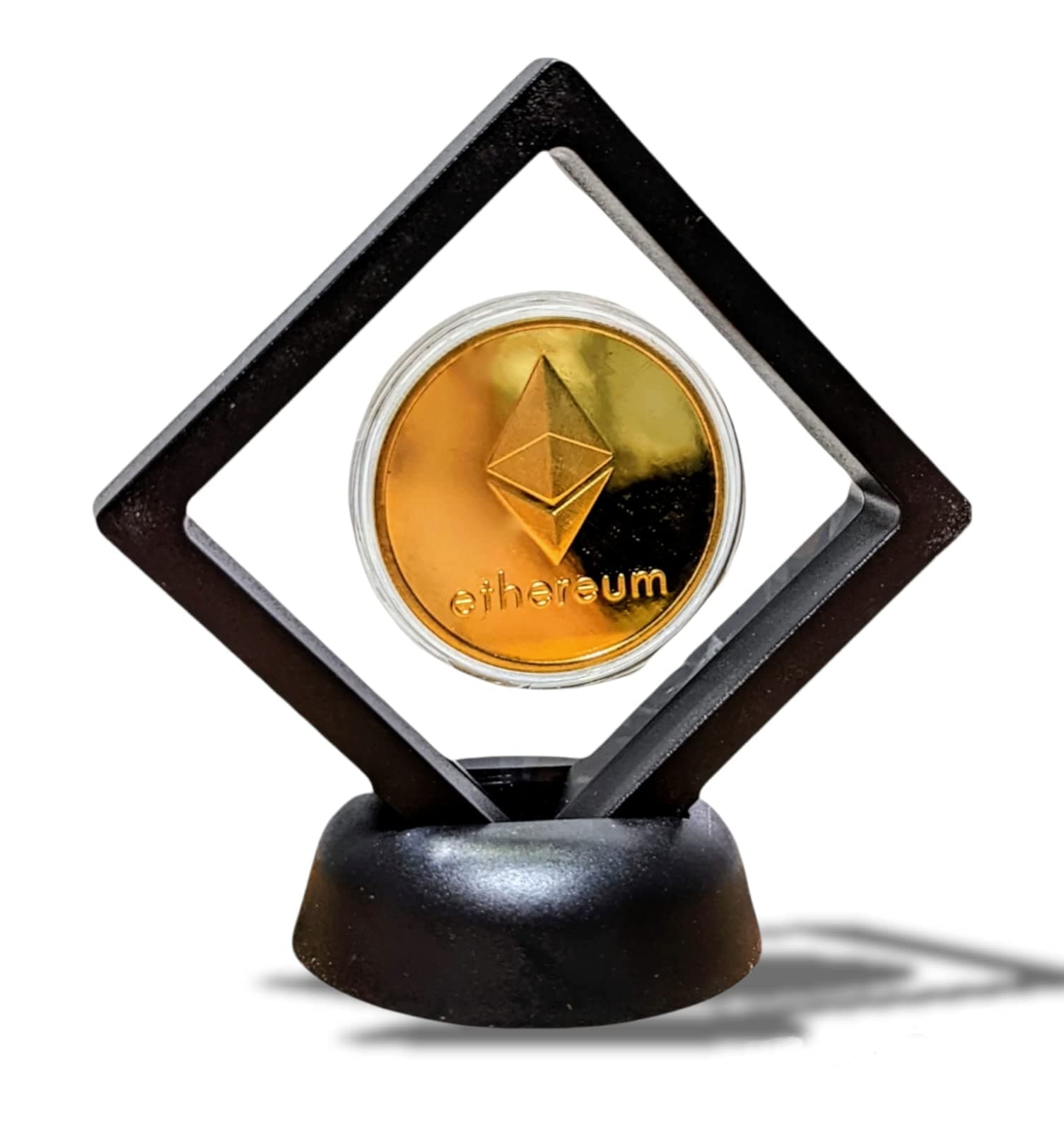 Generic Ethereum Coin with Display Item Case, Home, Desk, Table Decoration, Cryptocurrency Virtual Currency | Coin Represents Ethereum Network and Shows Your Support to The World Around You |
