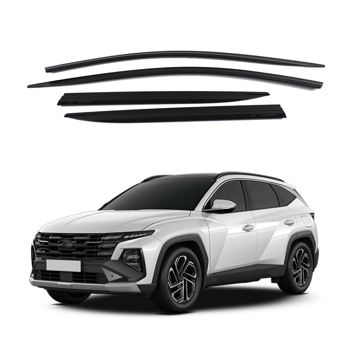 Safe Smoke Window Visor Sun Rain Vent Guard 4 Pcs Set Out Channel Visor Compatible with Hyundai Tucson 2025~