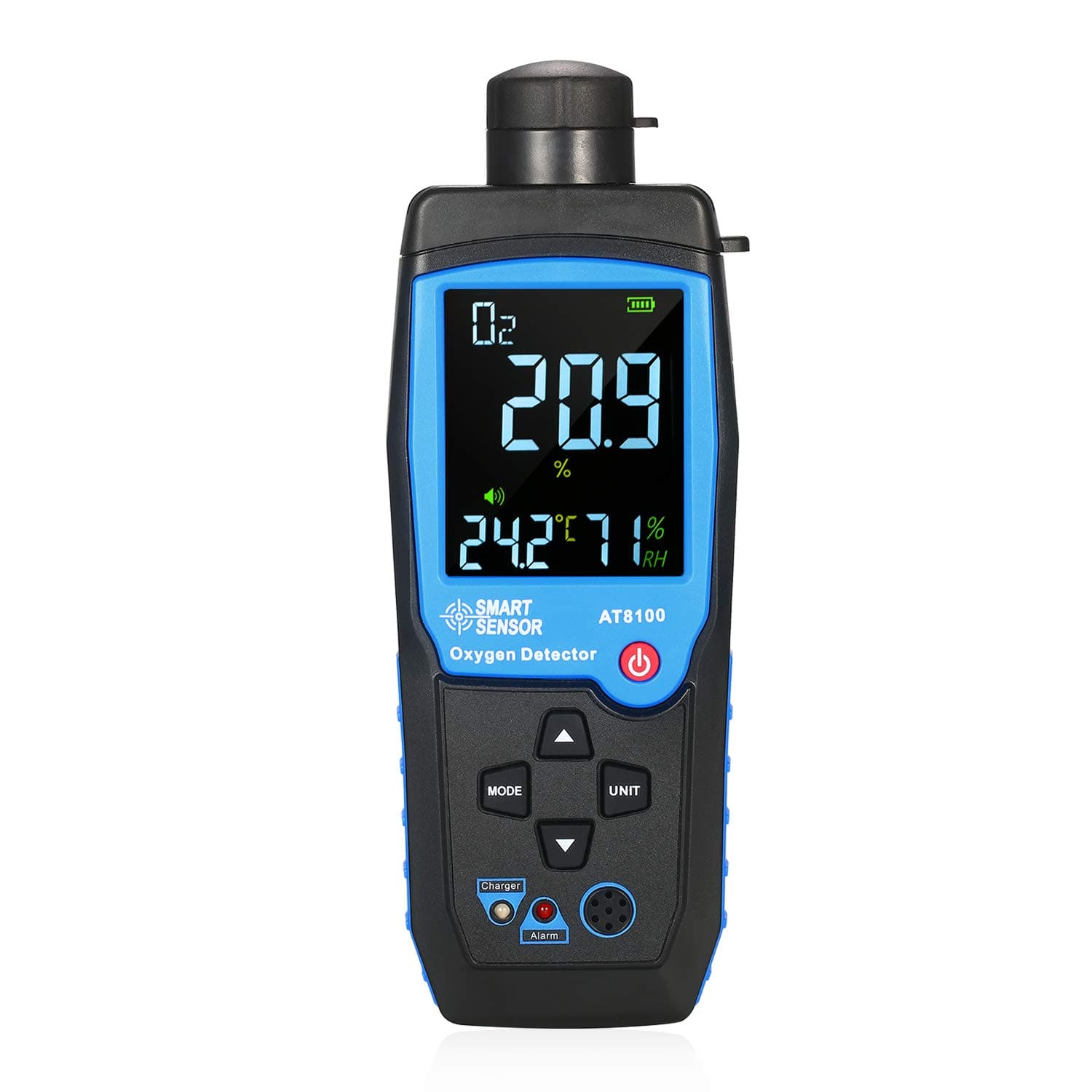 Detector,Handheld Digital Oxygen Detector USB Rechargeable Automotive O2 Sensor Tester Monitor LCD Display Adjustable Alarm Auto Power Off Oxygen Meter for Car Tunnel Laboratory and Industry
