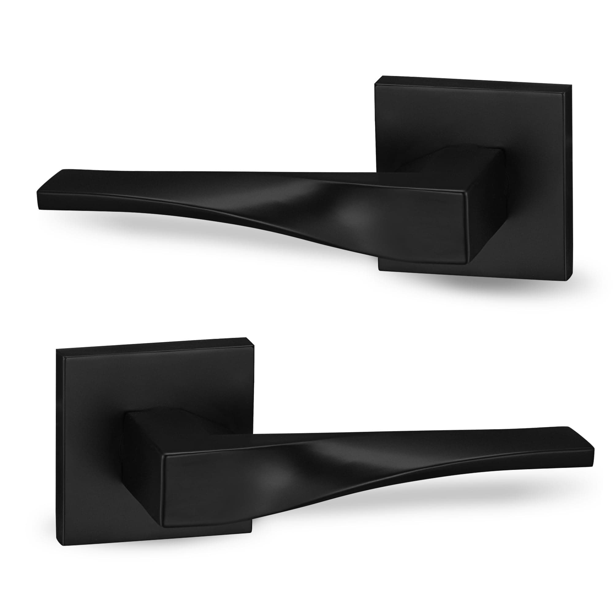 Berlin Modisch Sleek Series Dummy Lever Door Handle Pack of 2 Non-Turning Single Side Pull Only Lever Set [for Closet or French Doors] Heavy Duty – Iron Black Finish
