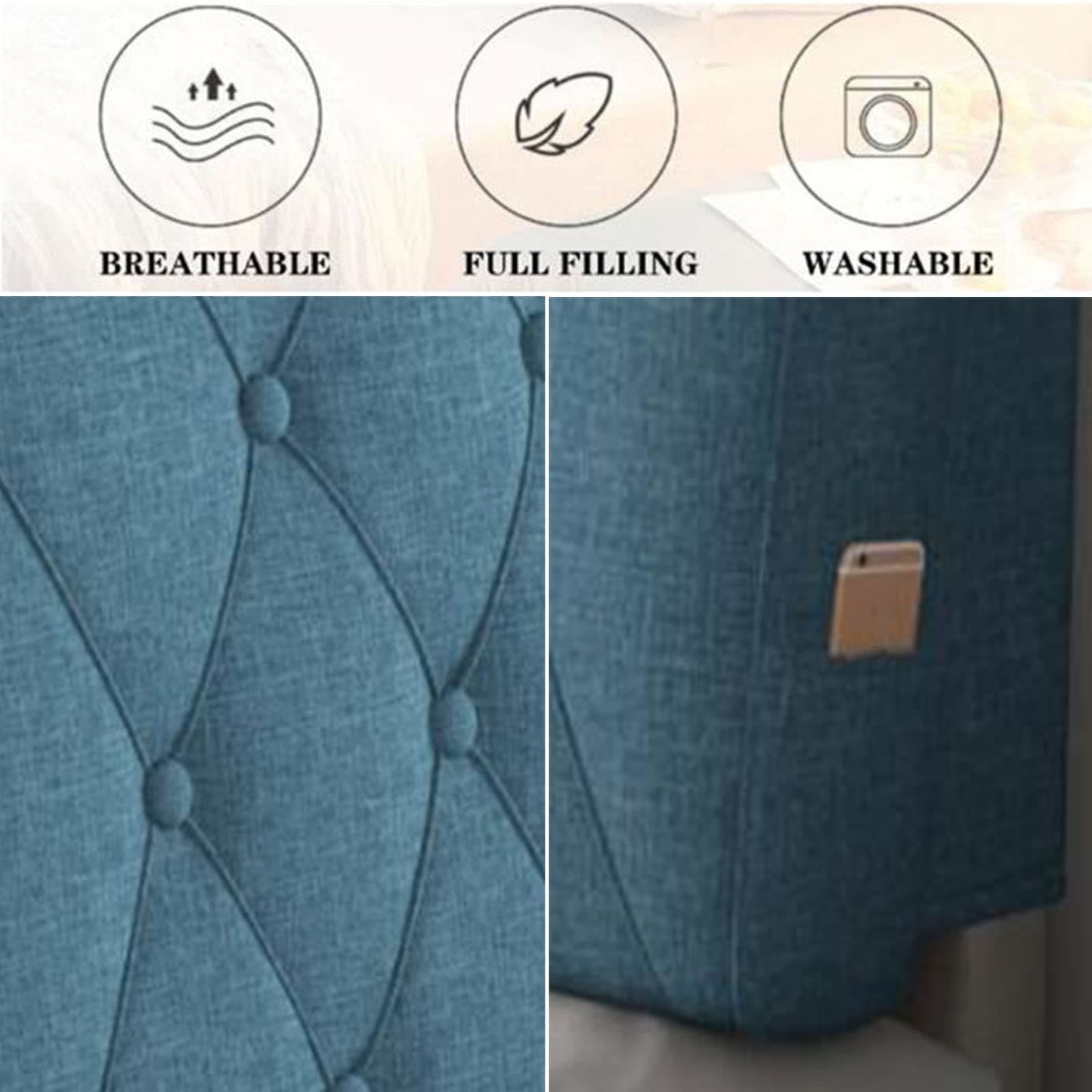 Bedside Cushion Bed Backrest Linen Headboard Cushion Support Reading Pillow Bolster for Twin Full Queen King Daybed Bed Bunk Bed Removable Washable,Coffee,35.4"/90cm(Single)