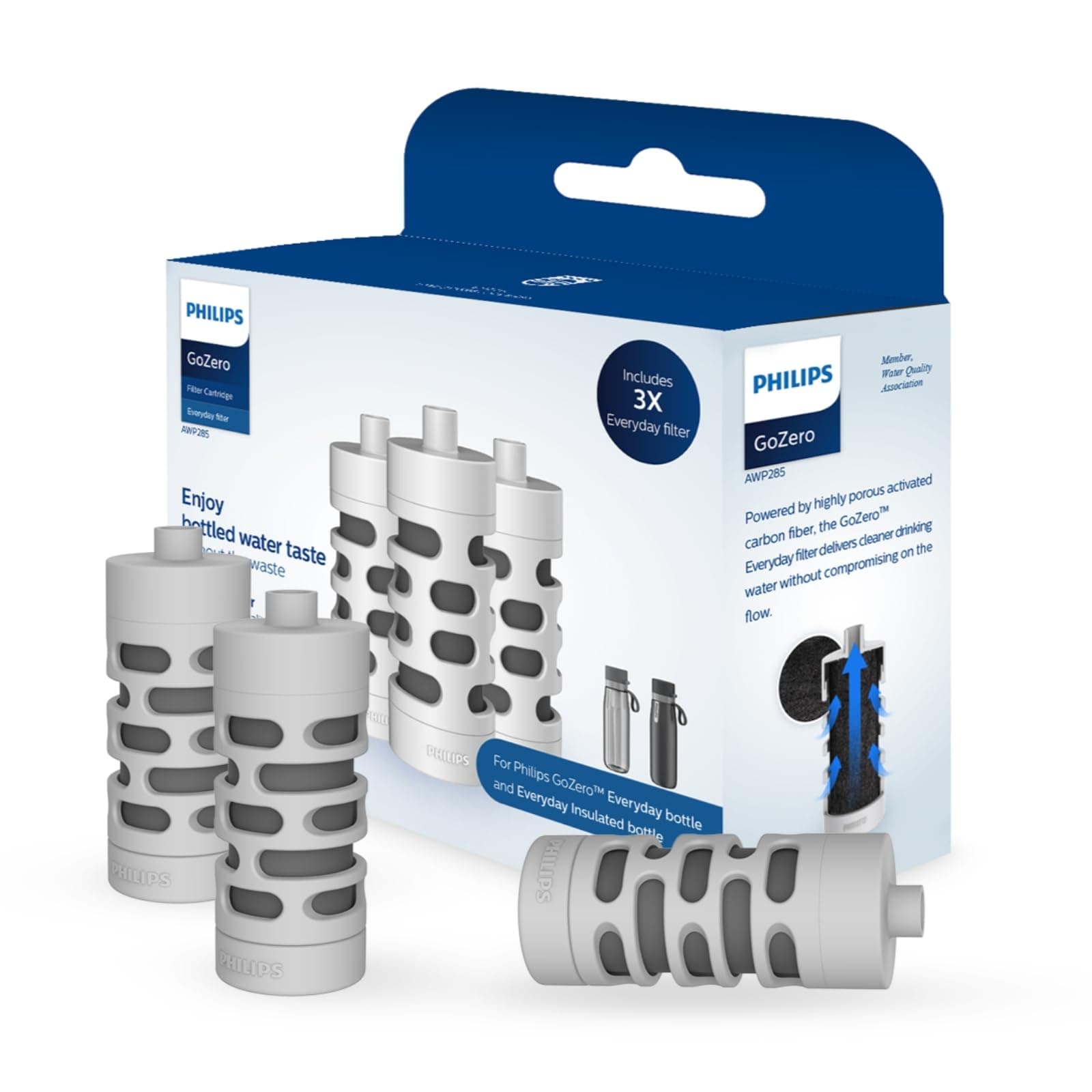 PHILIPS Filtered Water Bottle with Filter for Travel, BPA-Free Filter Water B...