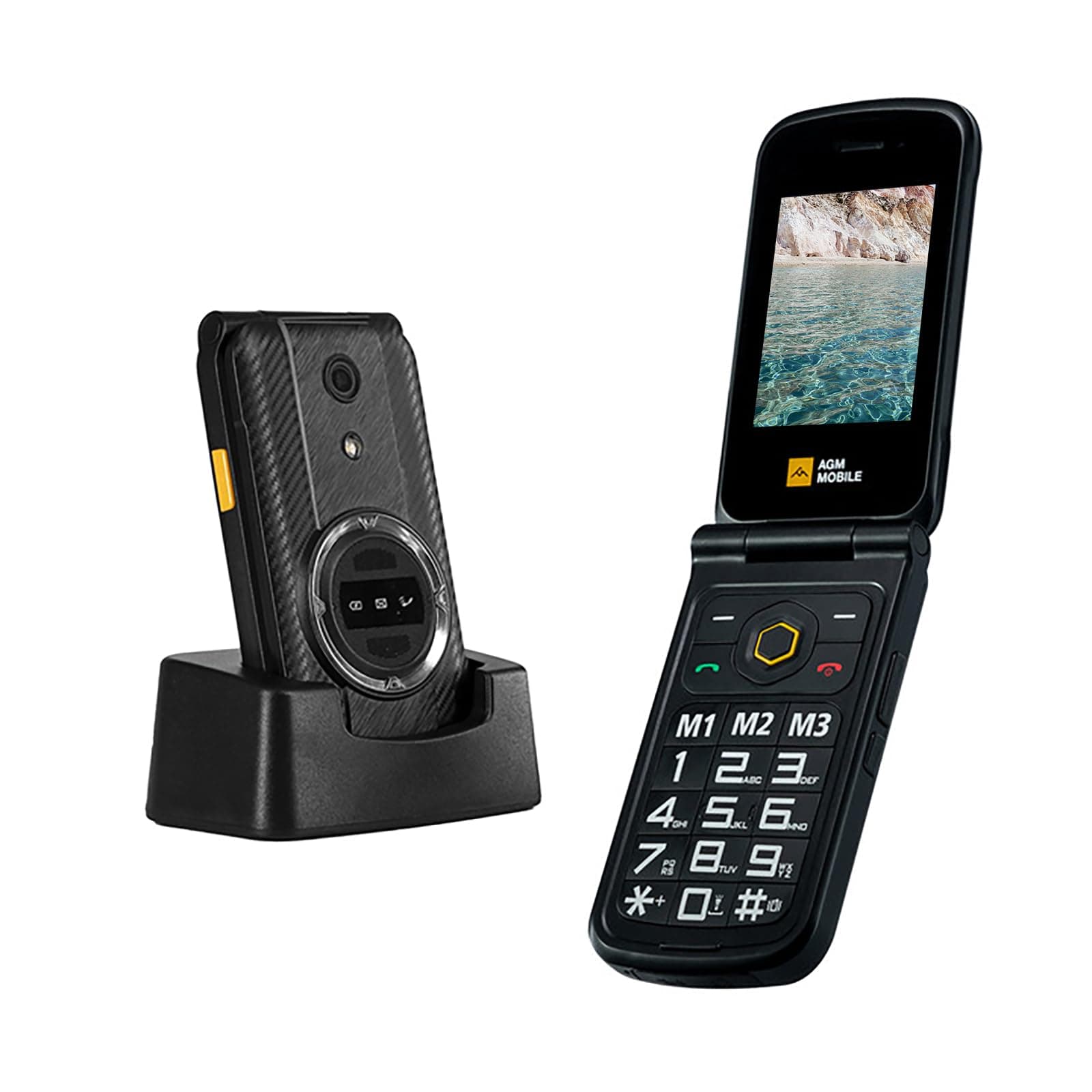 M8 Rugged Basic Flip Phone, 4G Feature Cell Phone, Simple Mobile Phones, Waterproof | Drop-Proof, SOS Side Key, Speed Dial, 104dB Powerful Speaker, Large Keypad&Fonts, Dual SIM, for T-Mobile ONLY