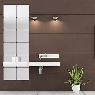 Removable Acrylic Mirror Setting Wall Sticker Decal DIY Modern Decoration for Home Living Room Bedroom Décor, 15 x15 cm, Pack of 15