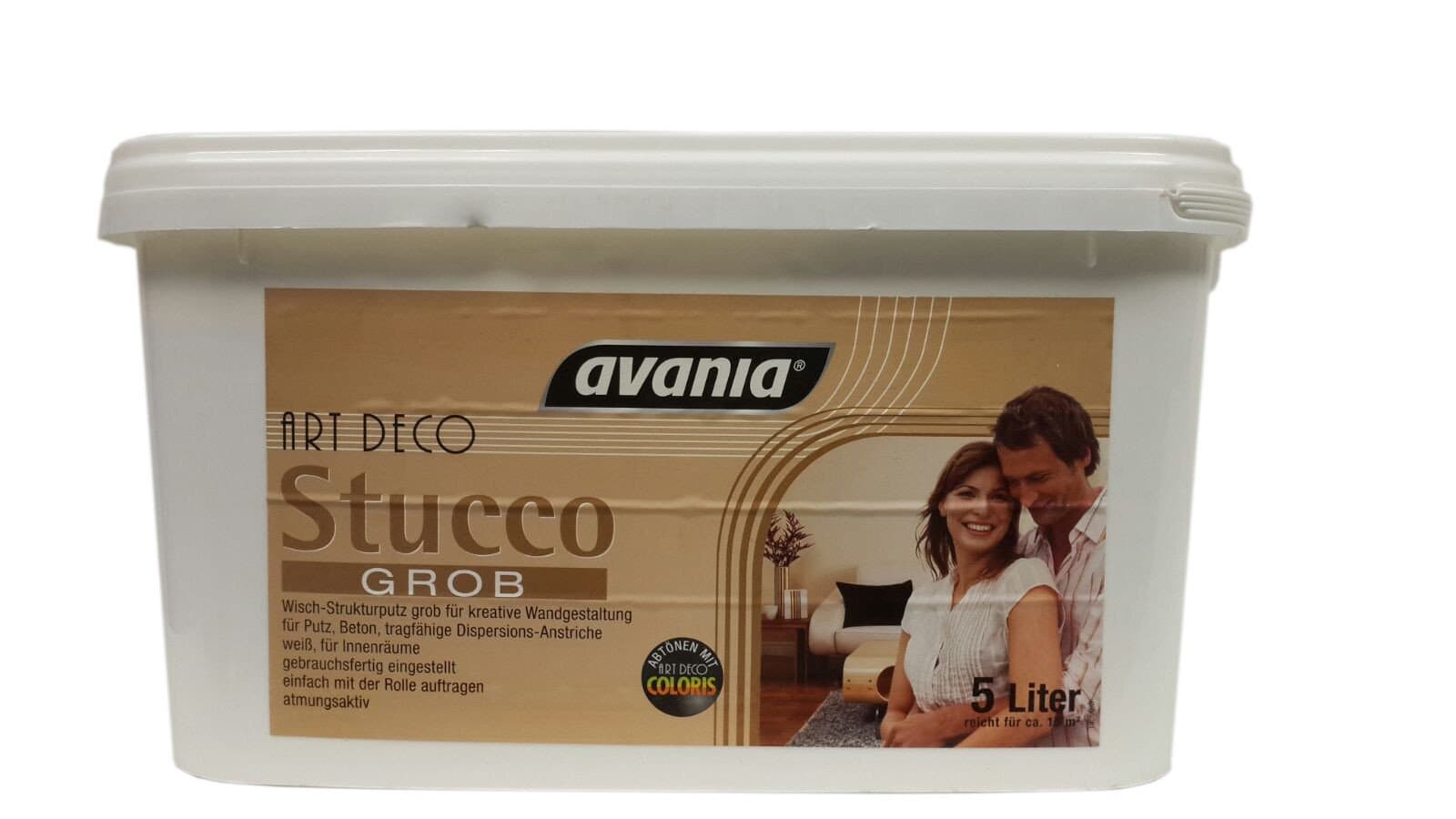 Avania Art Deco Stucco Textured Paste for Creative Wall Design Coarse White 5 Litres