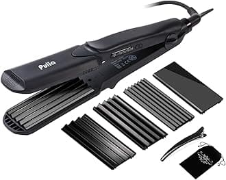 Hair Straightener and Crimper - 4 in 1 Tourmaline Ceramic Flat and Curling Iron for Hair Styling with Adjustable Temperature - Salon High Heat 320°F - 430°F for All Hair Types