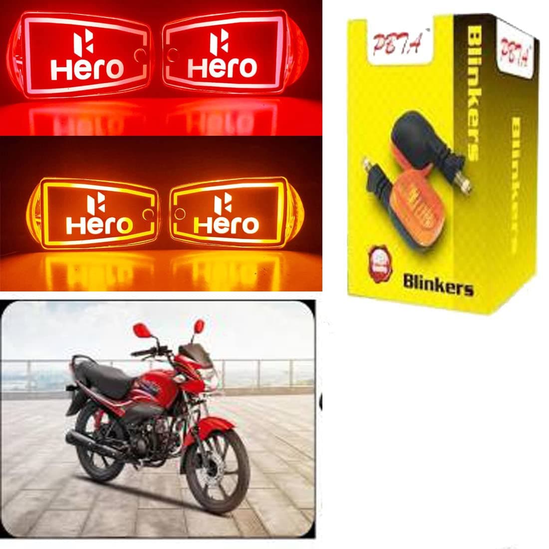 PBTA Indicator with Hero Logo for Passion Plus, Passion Pro, Passion Old Model - Pack of 4 (Red & Yellow)