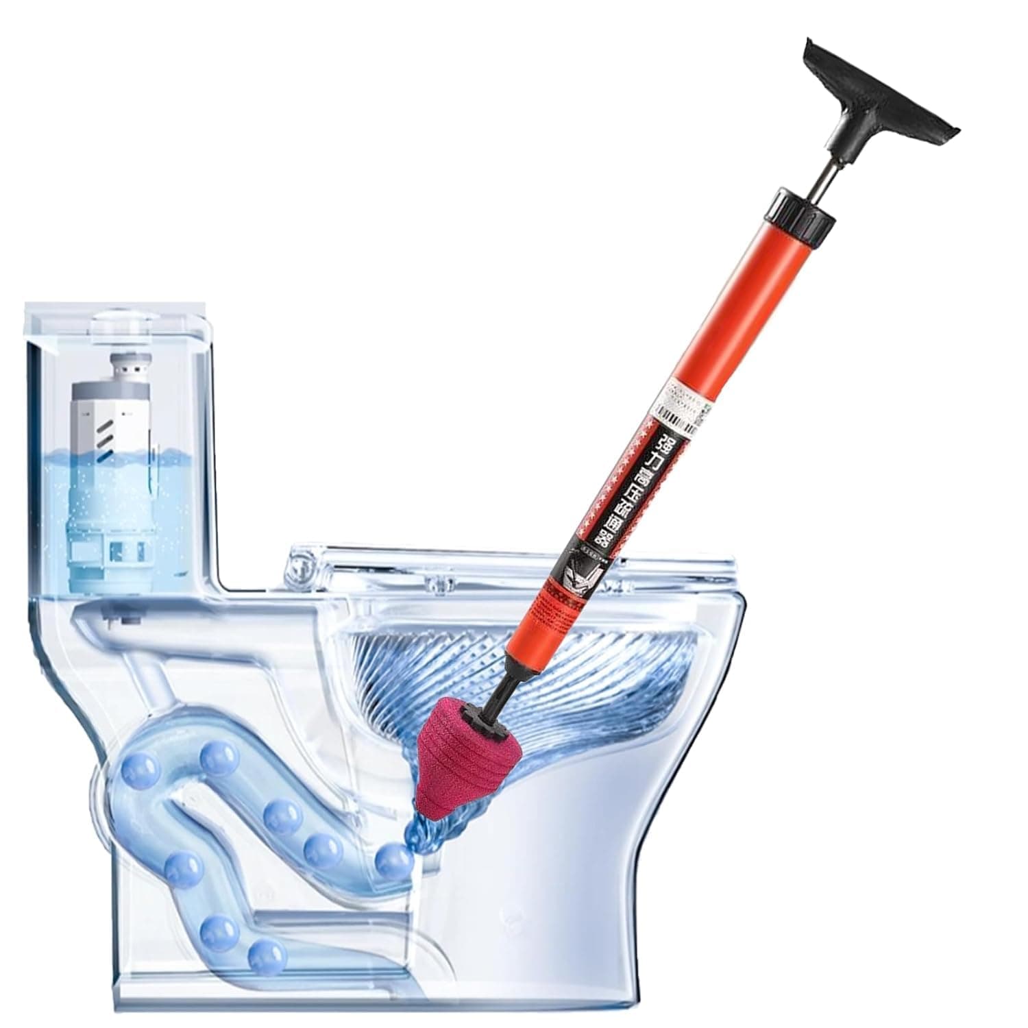 SENSARTE Plastic Handle Turbo Flush High Pressure Dredging Tool, High Pressure Toilet Plunger, Air Pump Plunger for Toilet, High Pressure Toilet Unblock One Shot Toilet Pipe Plunger for Clogged Pipe