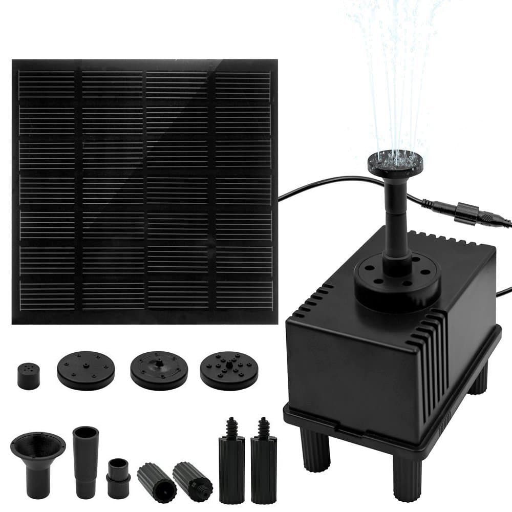 Ankway 1.5W Solar Pond Pump with Filter 128" Wire Length Solar Power Water Pump Kit with Filter for Bird Bath,Fish Tank,Small Pond, Pool and Garden Decoration (Different Spray Heads Included)
